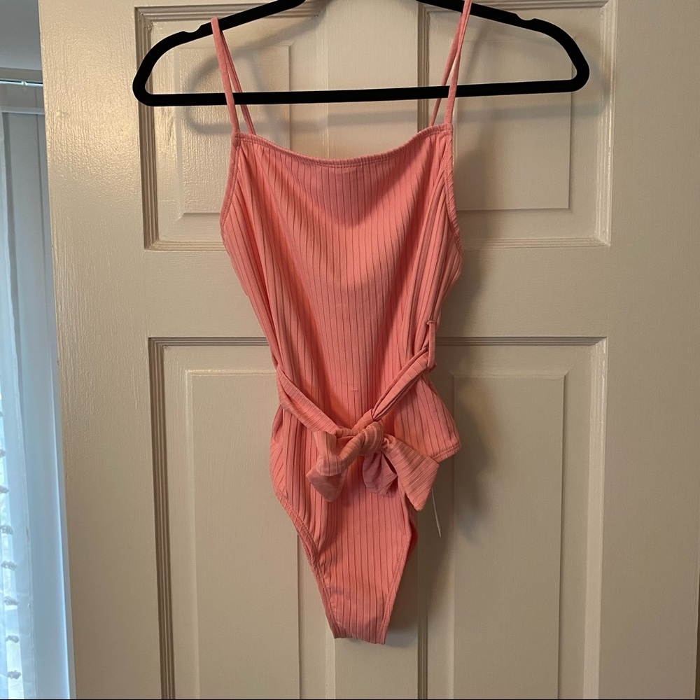 Topshop: Ribbed Pink One Piece